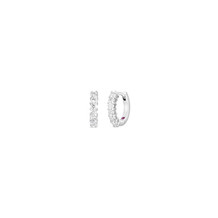 Roberto Coin 18k White Gold 0.70cttw Diamond 15mm Single Line Hoop Earrings