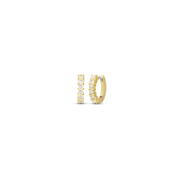 Roberto Coin 18k Yellow Gold 0.70cttw Diamond 15mm Single Line Hoop Earrings
