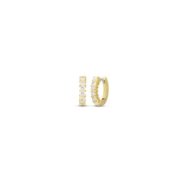 Roberto Coin 18k Yellow Gold 0.70cttw Diamond 15mm Single Line Hoop Earrings