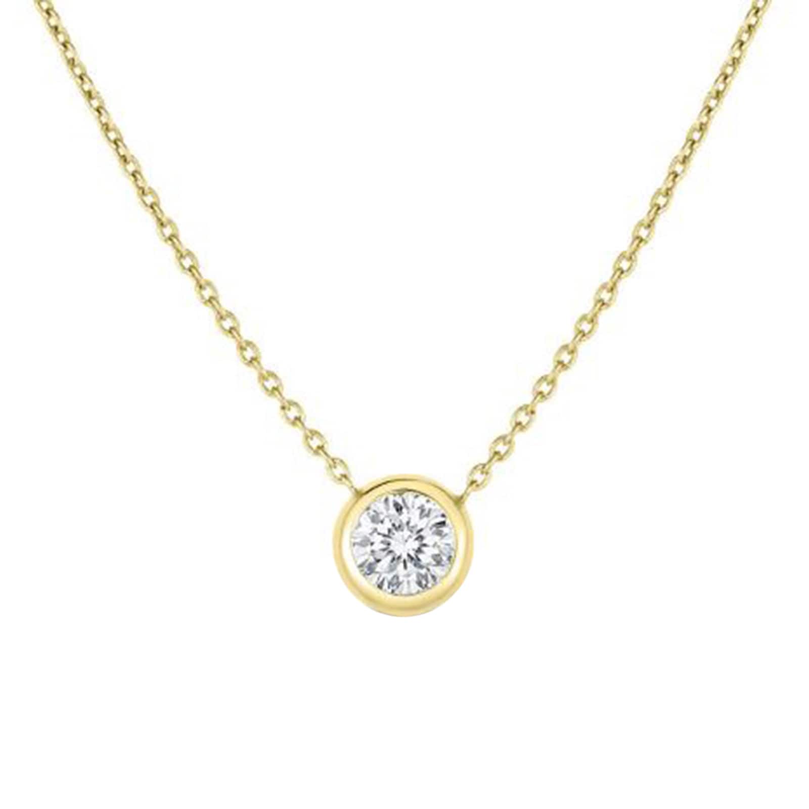 Roberto Coin 18k Yellow Gold 0.19cttw Diamond Bezel Set Solitaire Pendant 18"