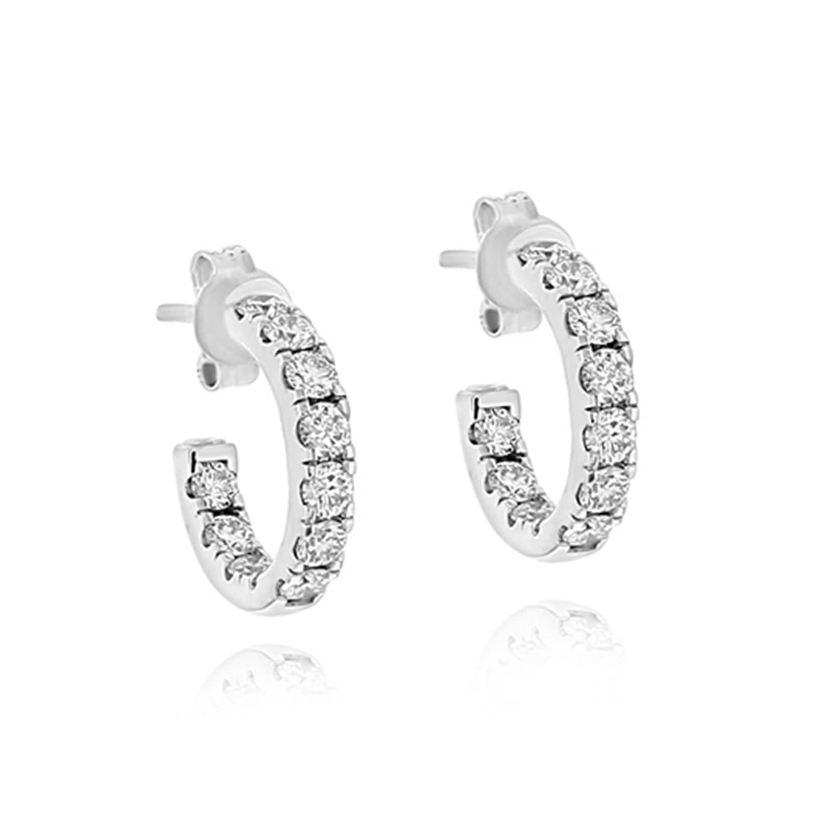 Roberto Coin 18k White Gold 1.30cttw Diamond Inside Outside Small Hoop Earrings