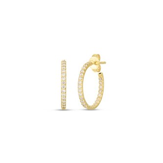 Roberto Coin 18k Yellow Gold 1.30cttw Diamond Inside Outside Small Hoop Earrings Roberto Coin 18k Yellow Gold 1.30cttw Diamond Inside Outside Small Hoop Earrings