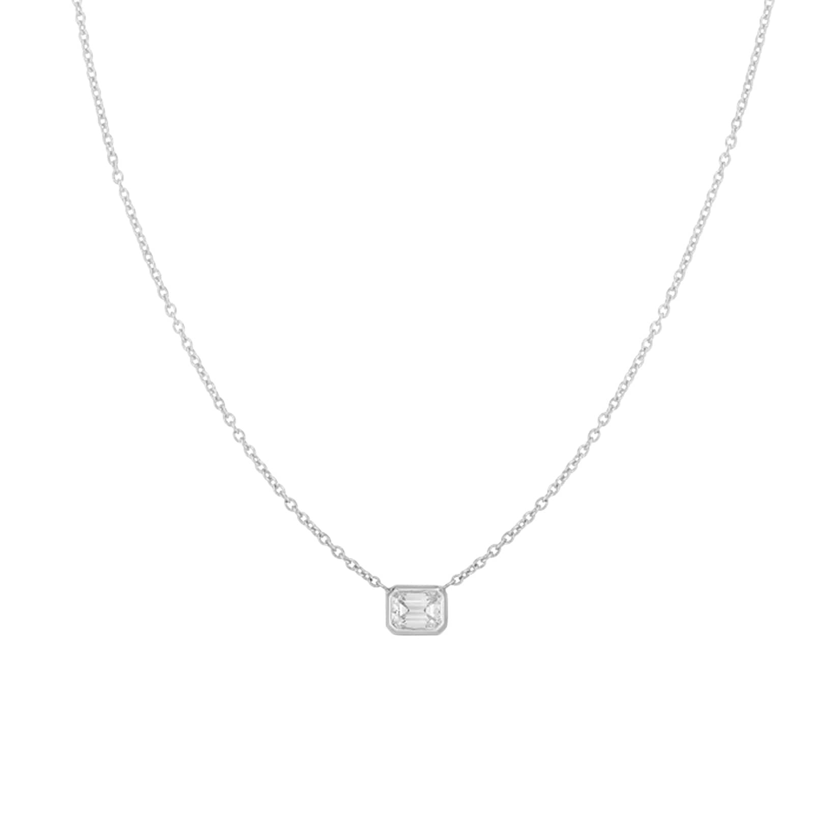 Roberto Coin 18k White Gold 0.17cttw Emerald Cut Diamond Pendant 17"