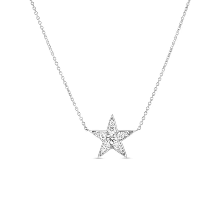 Roberto Coin 18K White Gold Tiny Treasures Diamond Five Point Star Necklace