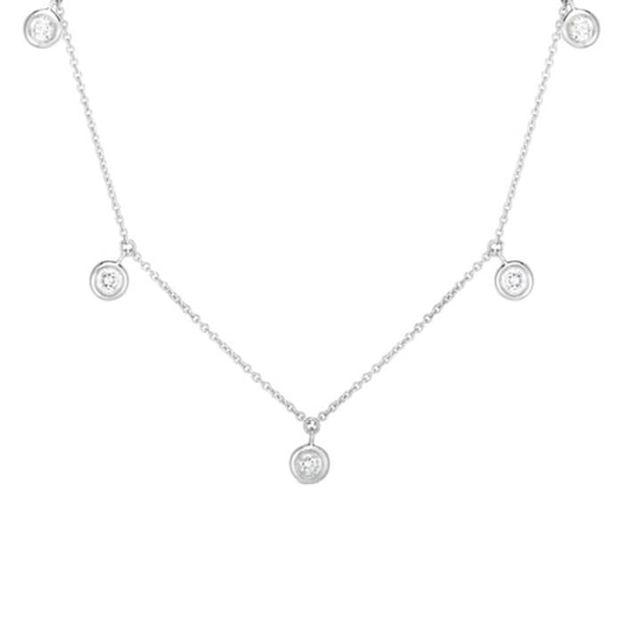 Roberto Coin 18k White Gold 0.23cttw Diamond Drop 5 Stone Station Necklace 16-18"