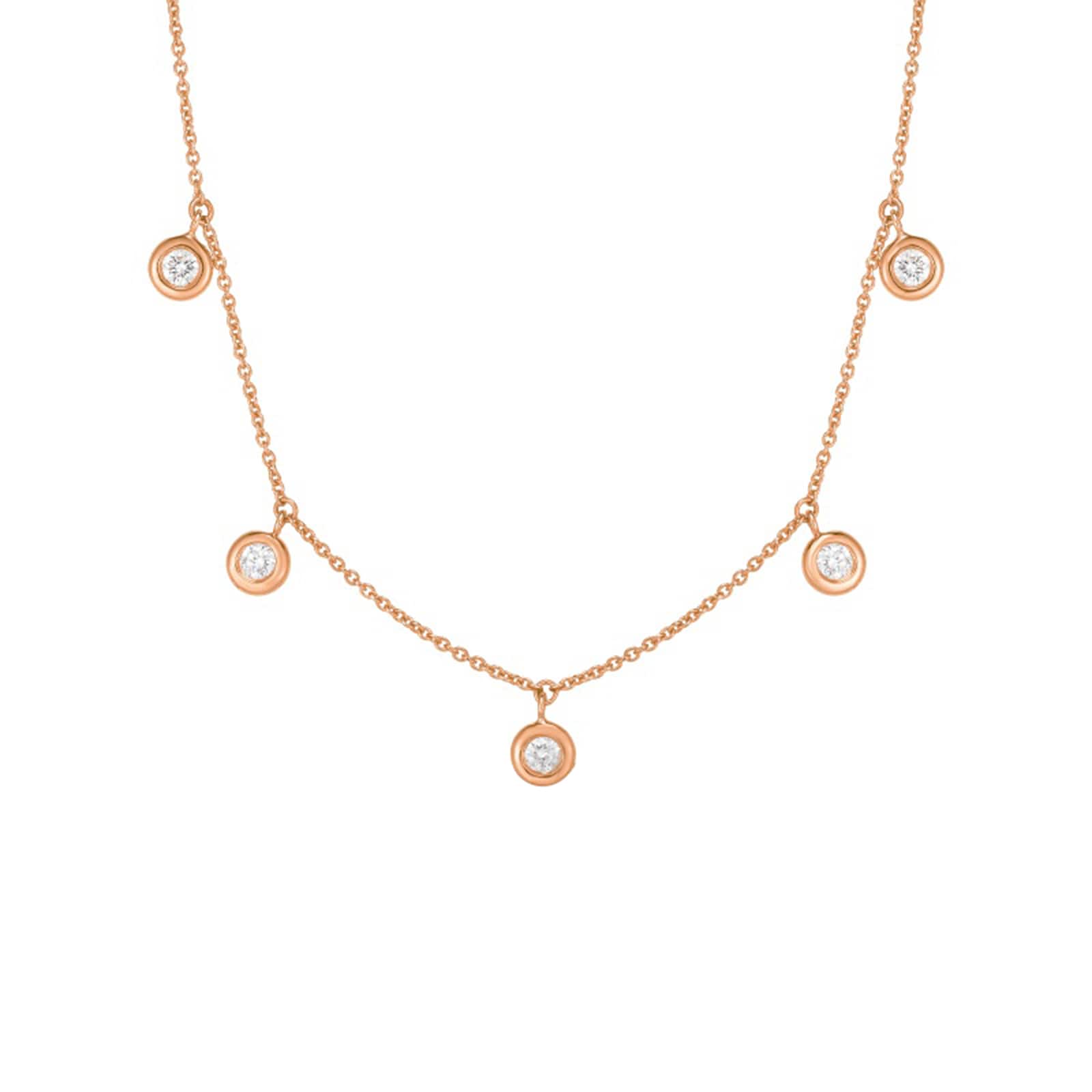 Roberto Coin 18kt Rose Gold Pebble Station Necklace with Diamond Accents |  Ross-Simons