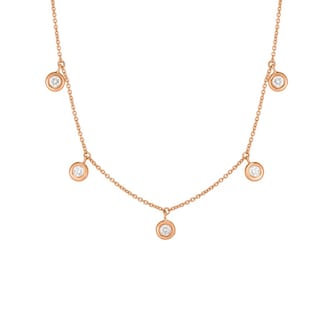 Roberto Coin 18k Rose Gold 0.23cttw Diamond Drop 5 Stone Station Necklace 16-18"