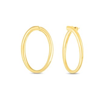 Roberto Coin 18k Yellow Gold 35mm Front Facing Oval Hoop Earrings Roberto Coin 18k Yellow Gold 35mm Front Facing Oval Hoop Earrings