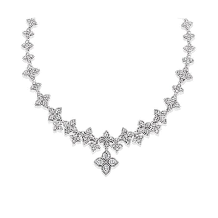 Roberto Coin 18k White Gold 4.01cttw Diamond Princess Flower Necklace
