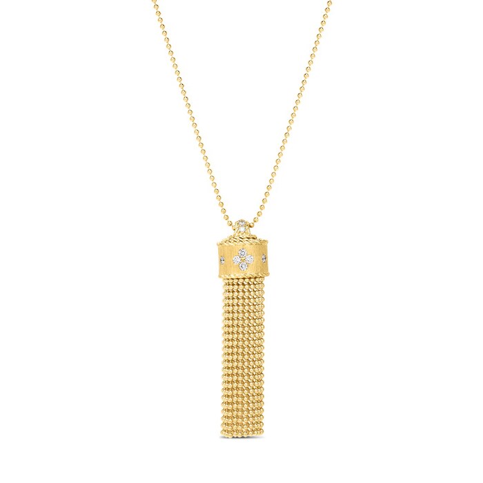 Roberto Coin 18k Yellow Gold 0.18cttw Diamond Princess Tassel Pendant 33"