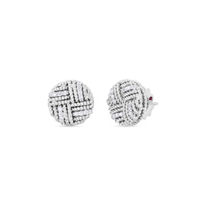 Roberto Coin 18k White Gold 0.30cttw Diamond Woven Opera Round Stud Earrings