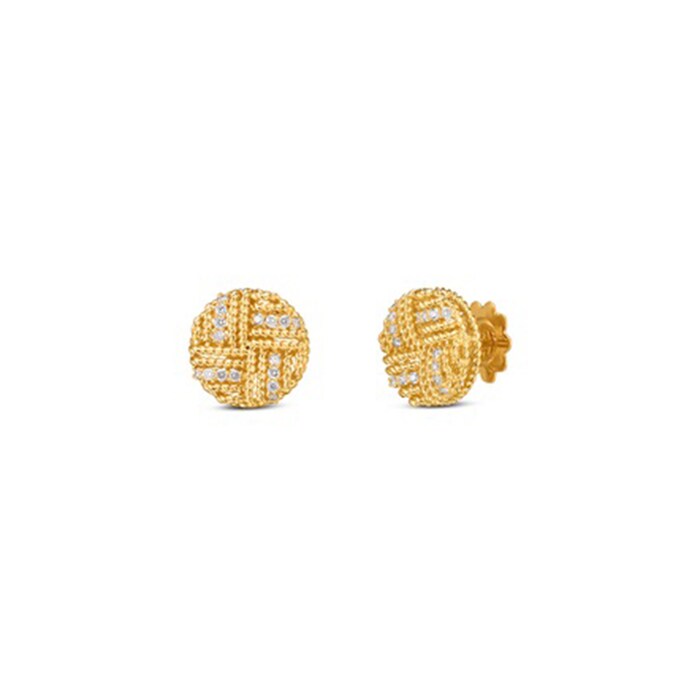 Roberto Coin 18k Yellow Gold Diamond Opera Stud Earrings