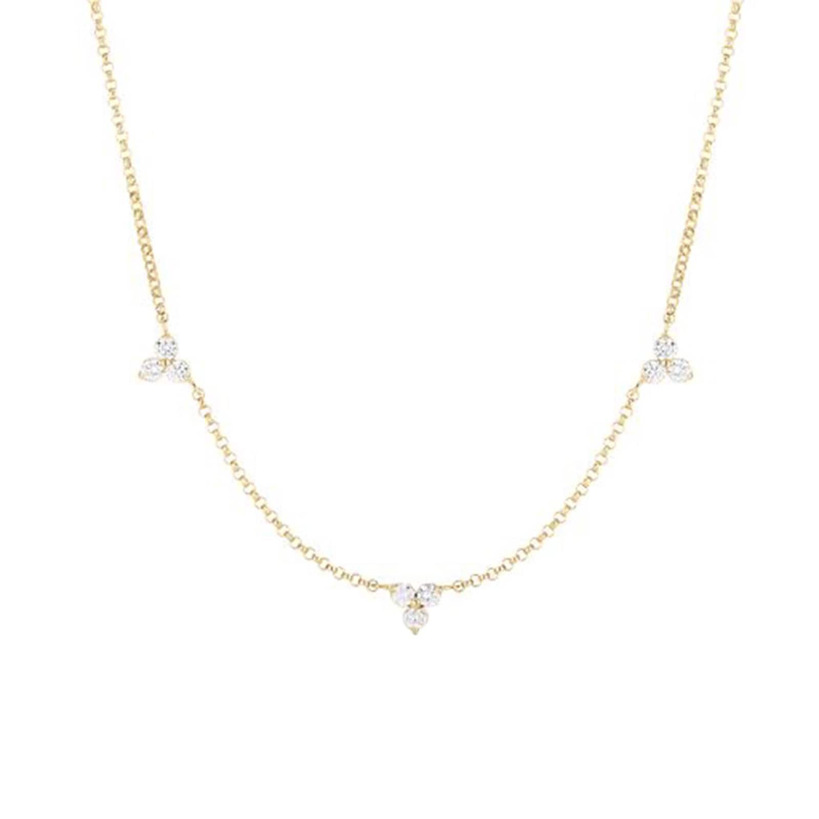 Roberto Coin 18k Yellow Gold 0.25cttw Diamond Flower 3 Station Necklace Roberto Coin 18k Yellow Gold 0.25cttw Diamond Flower 3 Station Necklace