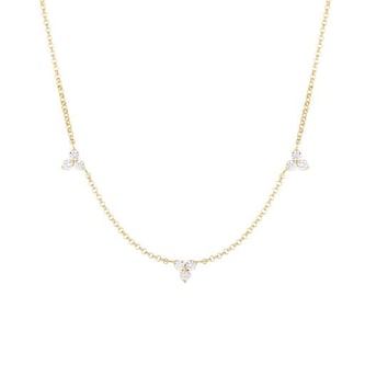 Roberto Coin 18k Yellow Gold 0.25cttw Diamond Flower 3 Station Necklace