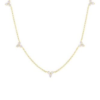 Roberto Coin 18k Yellow Gold 0.65cttw Diamond Flower 6 Station Necklace