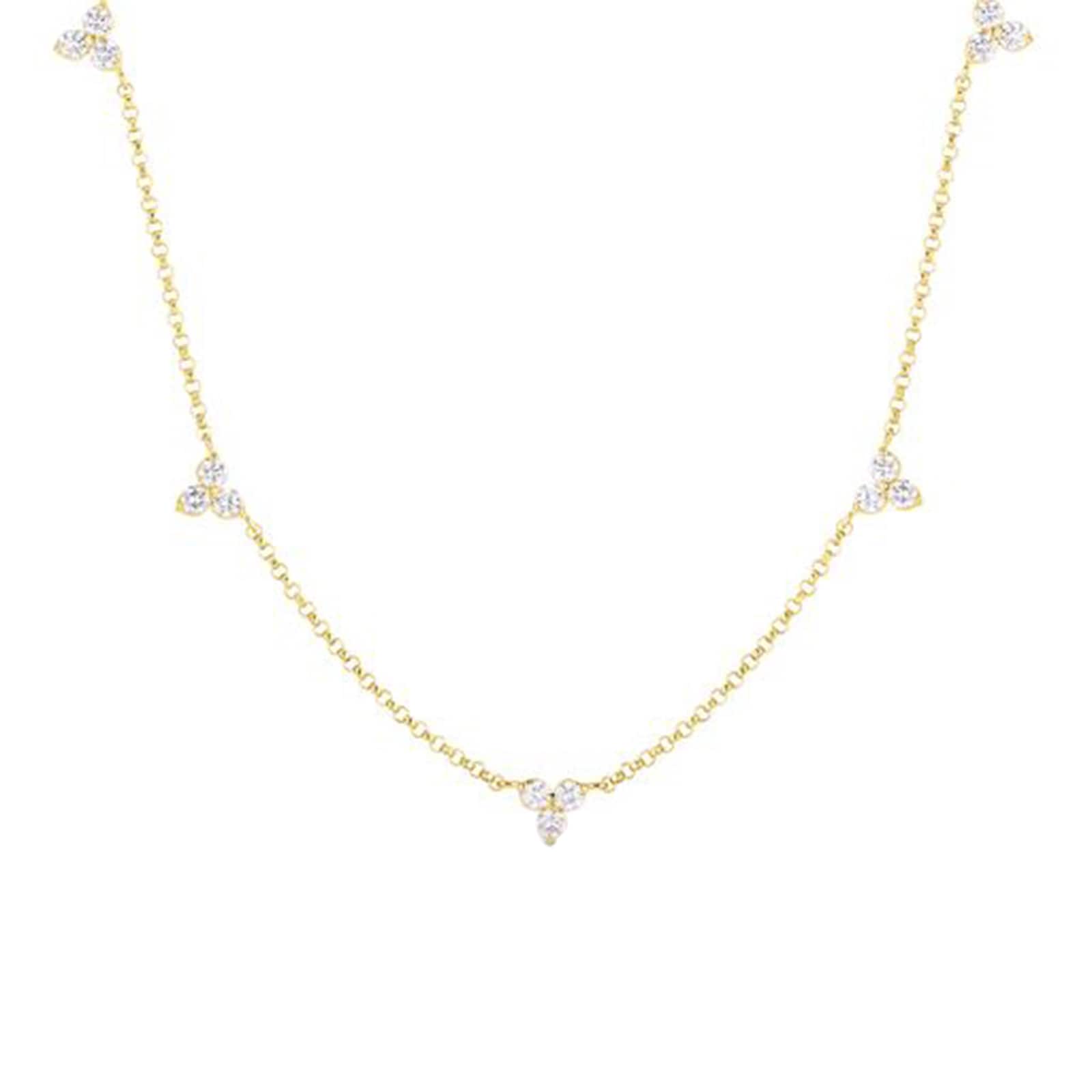 Roberto Coin 18k Yellow Gold 0.65cttw Diamond Flower 6 Station Necklace