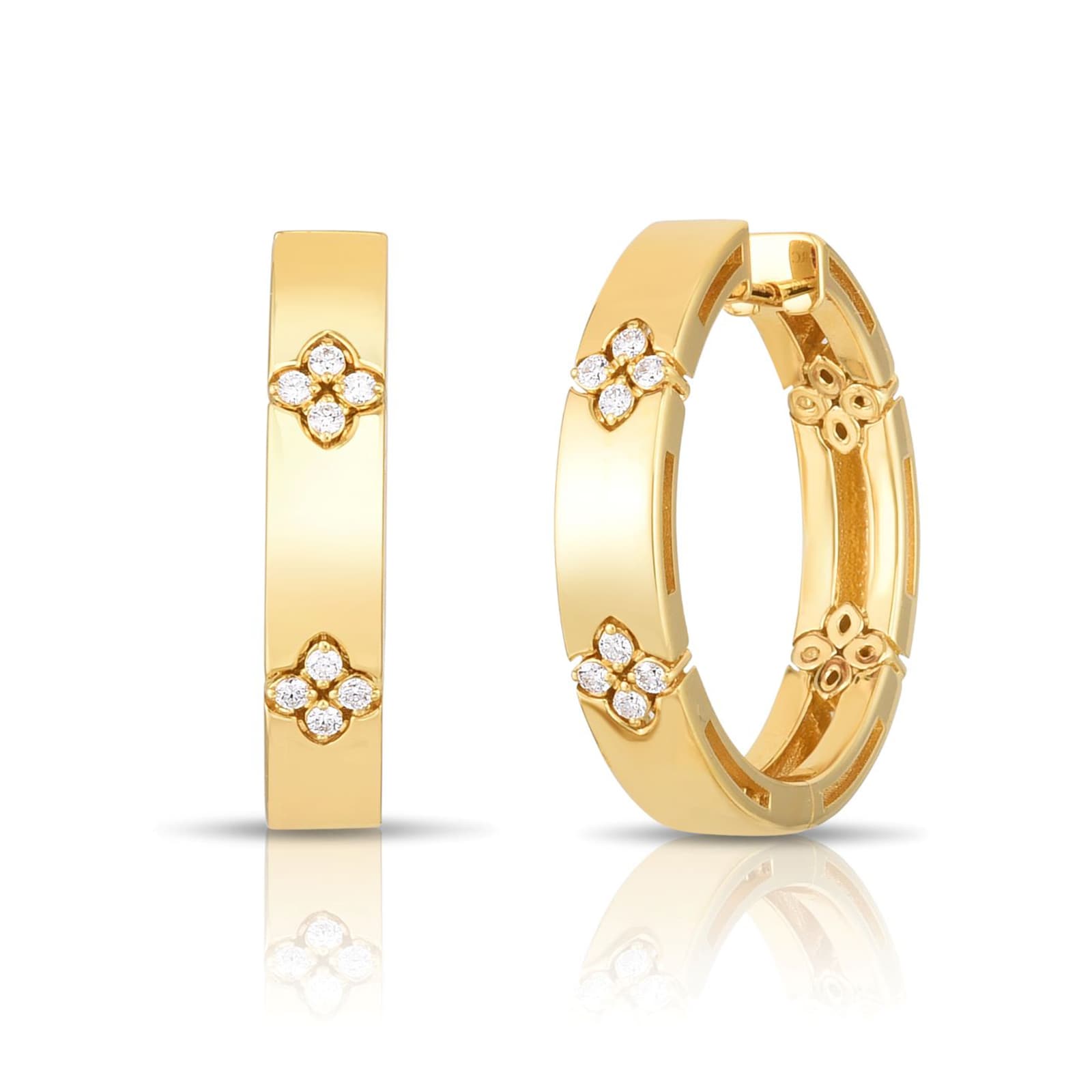 Roberto Coin 18k Yellow Gold 0.12cttw Diamond Love in Verona Hoop Earrings Roberto Coin 18k Yellow Gold 0.12cttw Diamond Love in Verona Hoop Earrings