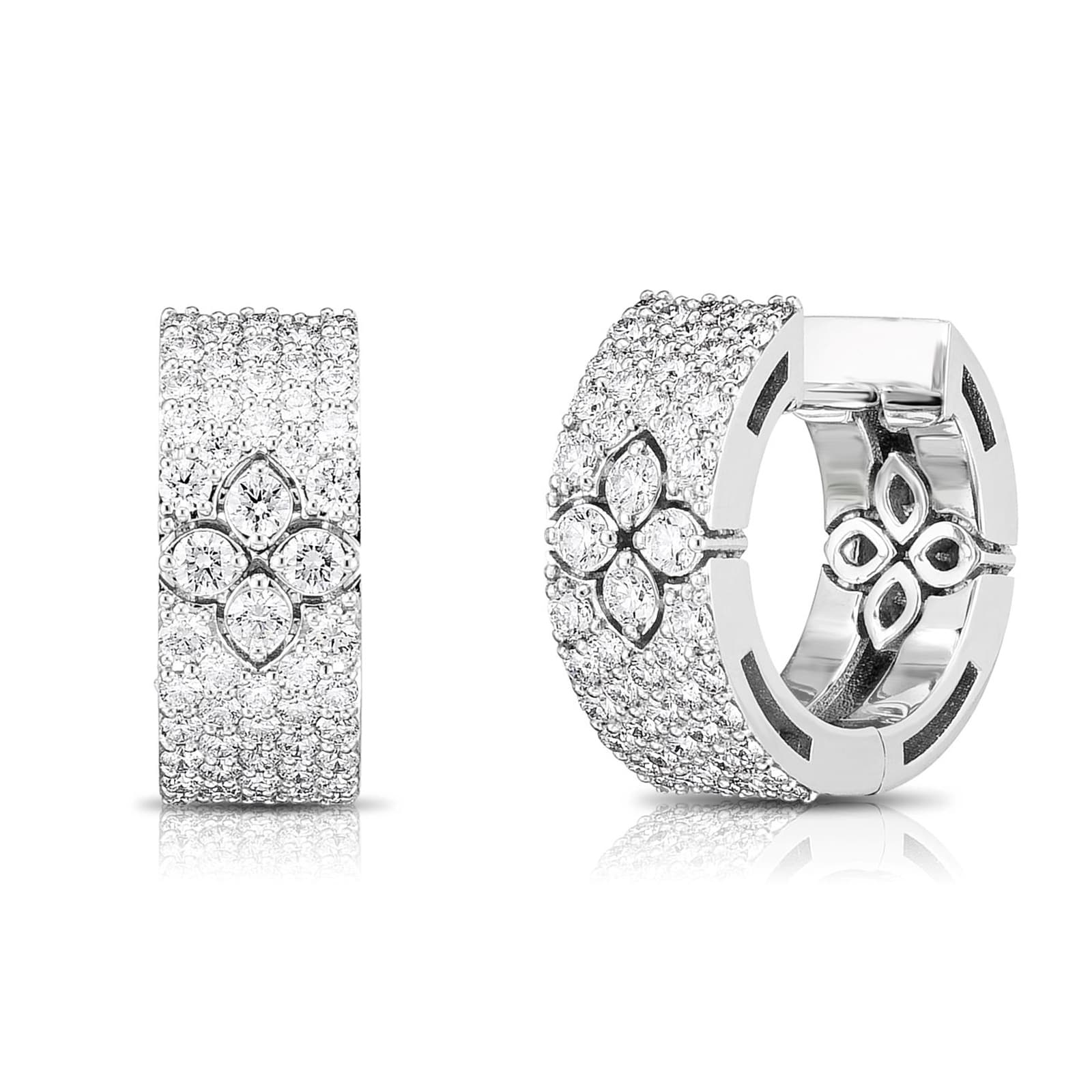 Roberto Coin 18k White Gold 0.95cttw Diamond Love in Verona Hoop Earrings Roberto Coin 18k White Gold 0.95cttw Diamond Love in Verona Hoop Earrings