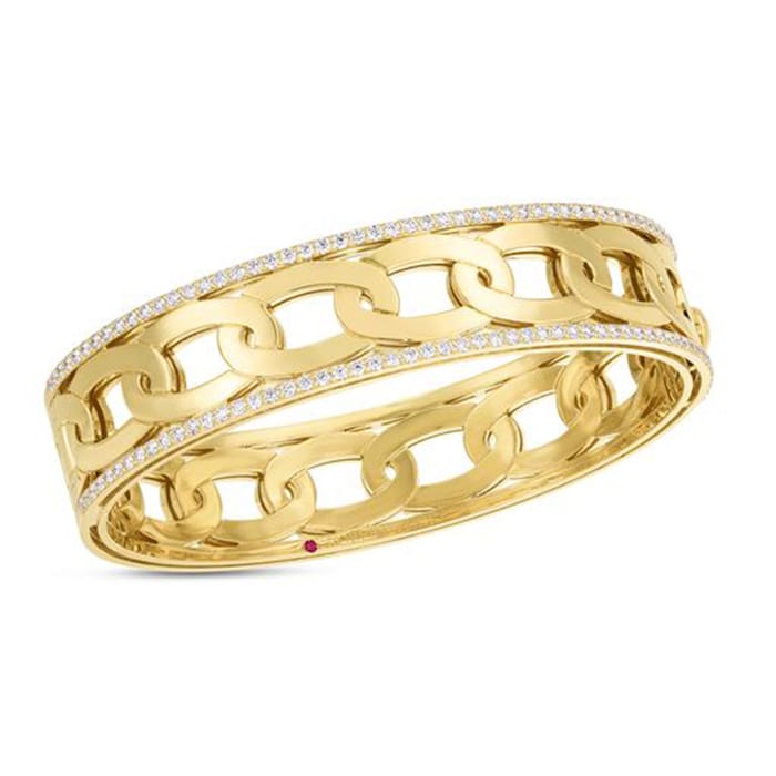 Roberto Coin 18k Yellow Gold 1.48cttw Diamond Navarra Wide Bangle