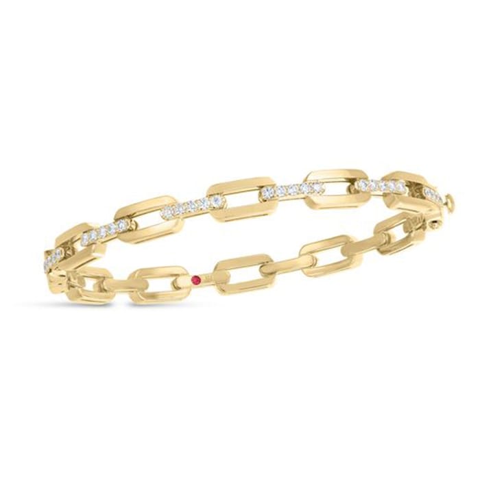 Roberto Coin 18k Yellow Gold 0.67cttw Diamond Navarra Medium Chain Link Bangle