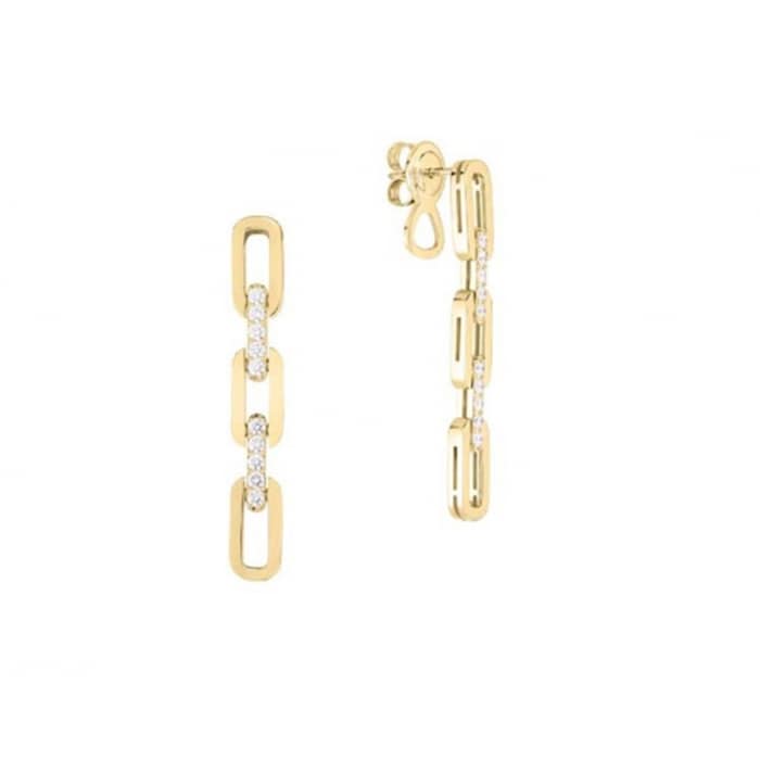 Roberto Coin 18k Yellow Gold 0.43cttw Diamond Navarra 3 Link Drop Earrings