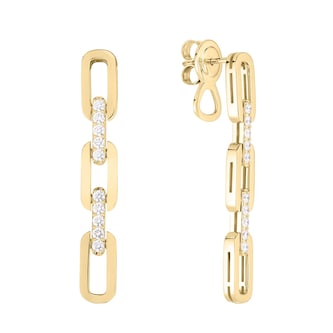 Roberto Coin 18K Yellow Gold Navarra Diamond 3 Link Drop Earrings