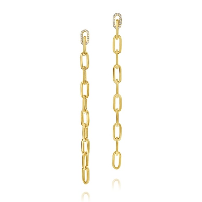 Roberto Coin 18k Yellow Gold 0.21cttw Diamond Oval Link Chain Drop Earrings