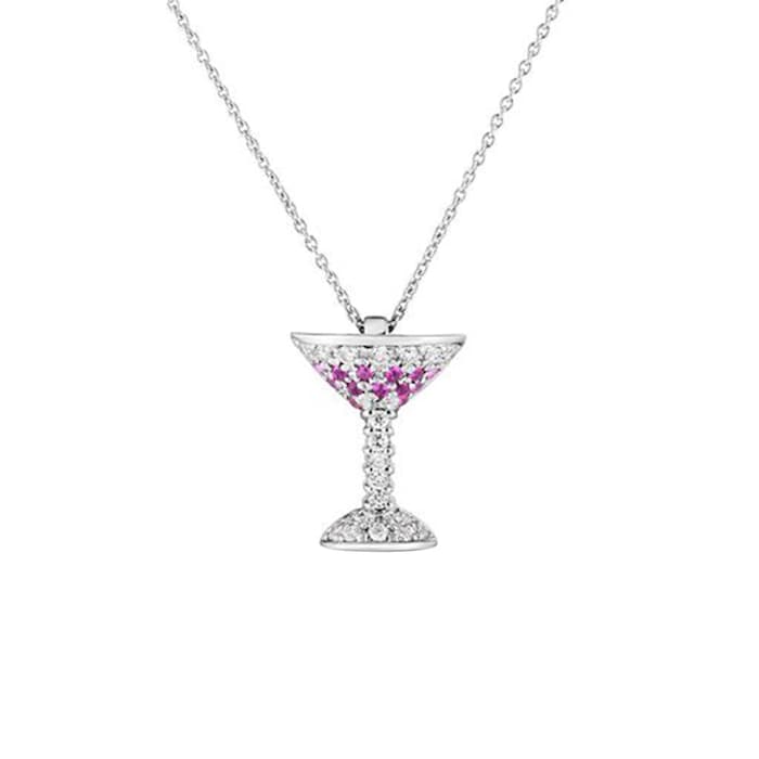 Roberto Coin 18k White Gold Pink Sapphire and 0.19cttw Diamond Pendant