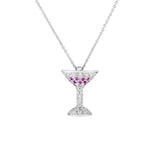 Roberto Coin 18k White Gold Pink Sapphire and 0.19cttw Diamond Pendant