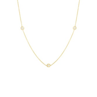 Roberto Coin 18k Yellow Gold 0.15cttw Diamond 3 Bezel Set Station Necklace 16-18" Roberto Coin 18k Yellow Gold 0.15cttw Diamond 3 Bezel Set Station Necklace 16-18"