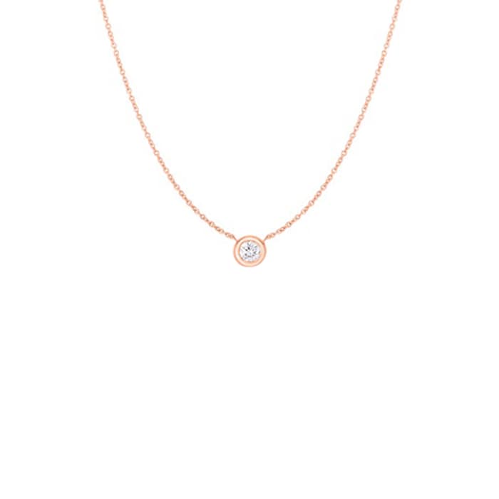 Roberto Coin 18k Rose Gold 0.38cttw Diamond Bezel Set Solitaire Pendant 18"