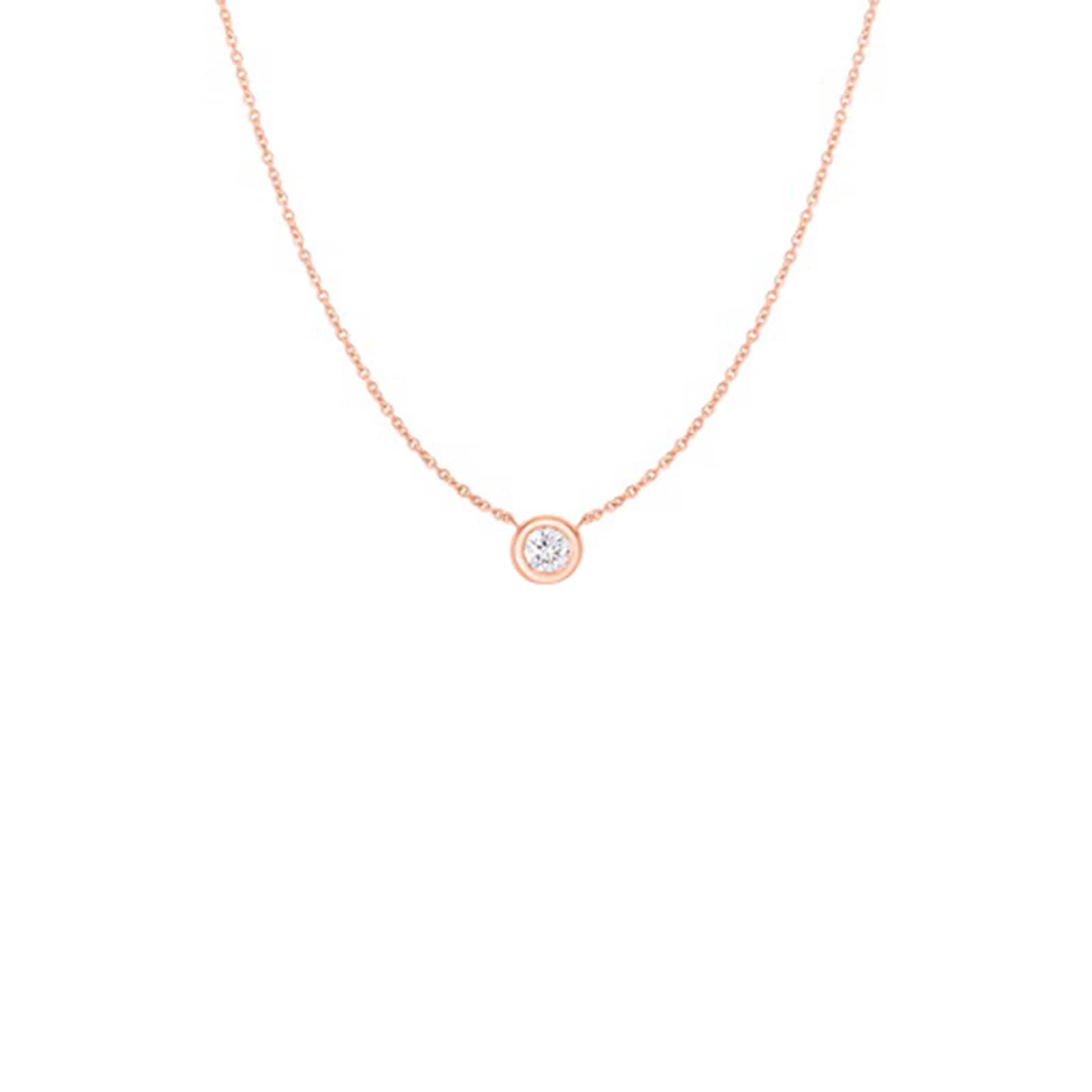 Roberto Coin 18k Rose Gold 0.38cttw Diamond Bezel Set Solitaire Pendant 18"