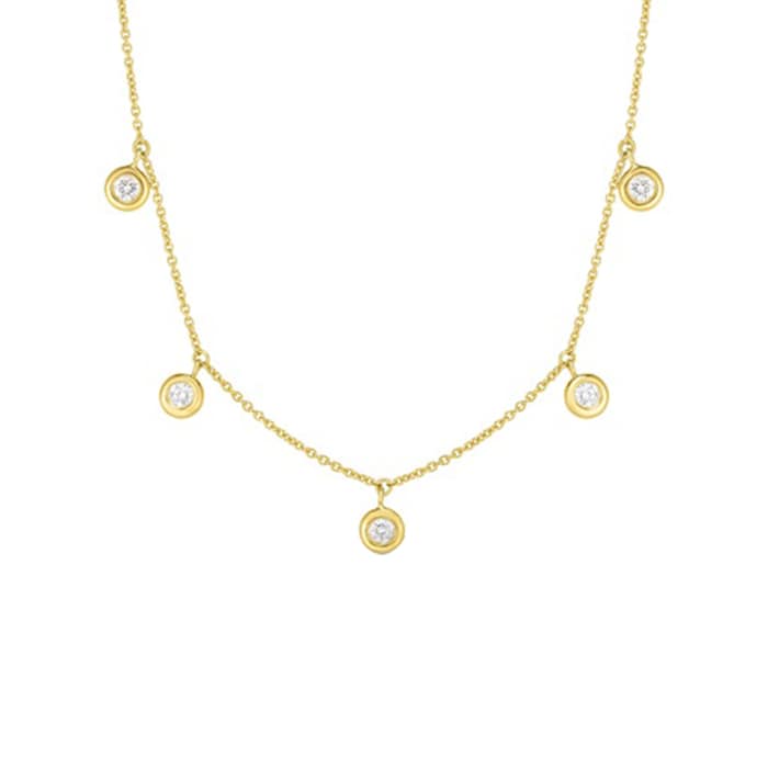 Roberto Coin 18k Yellow Gold 0.23cttw Diamond Dangle 5 Station Necklace