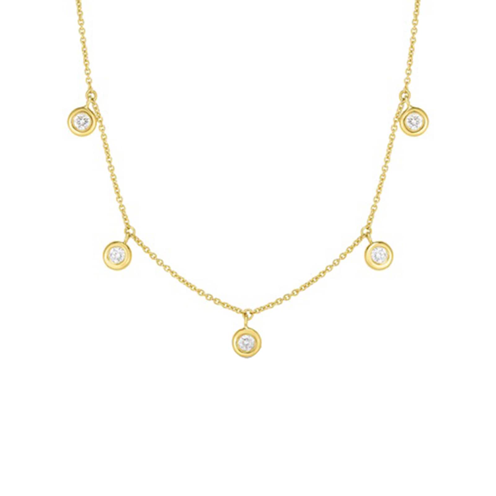 Roberto Coin 18k Yellow Gold 0.23cttw Diamond Dangle 5 Station Necklace