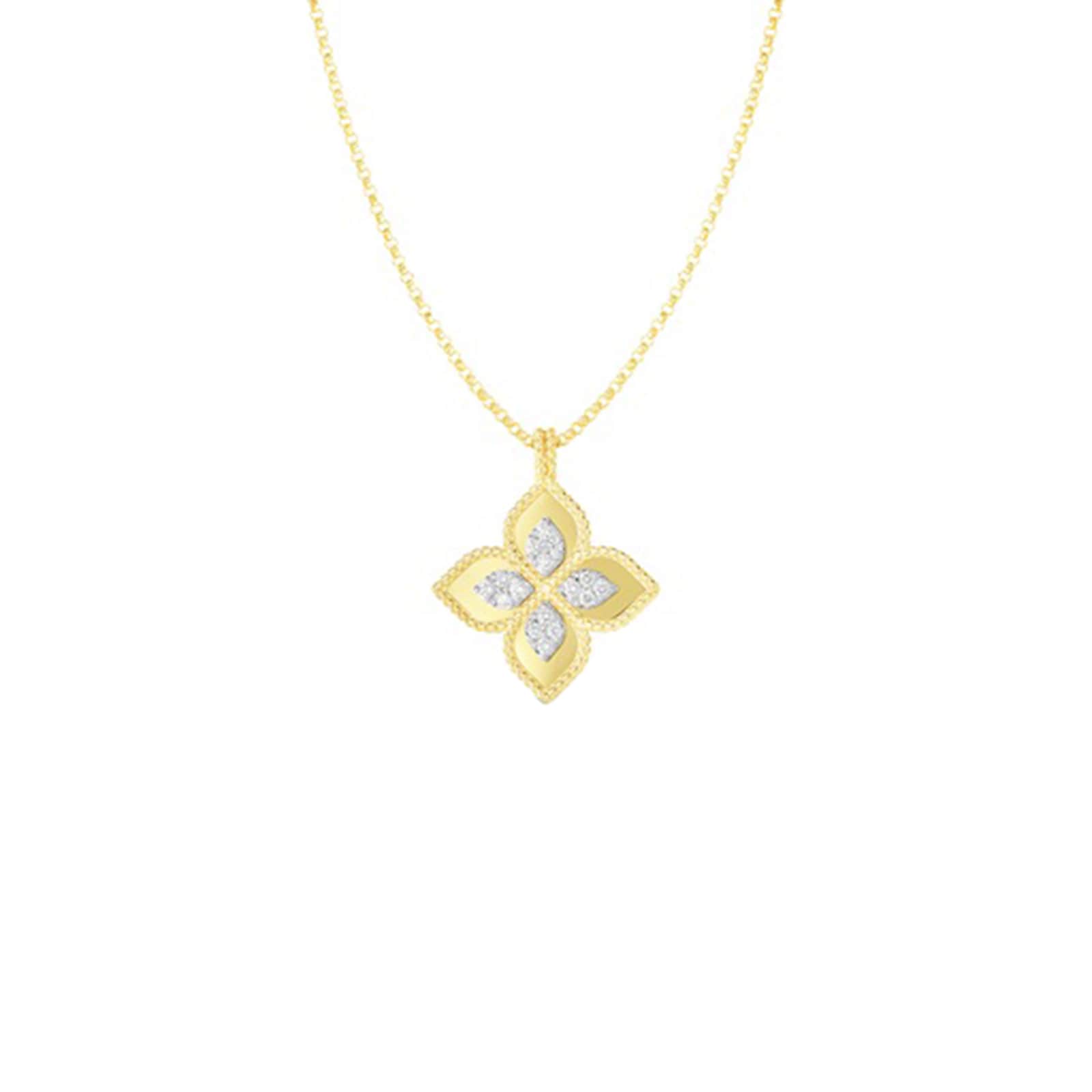 Roberto Coin 18kt Yellow Gold Princess Flower Diamond Necklace