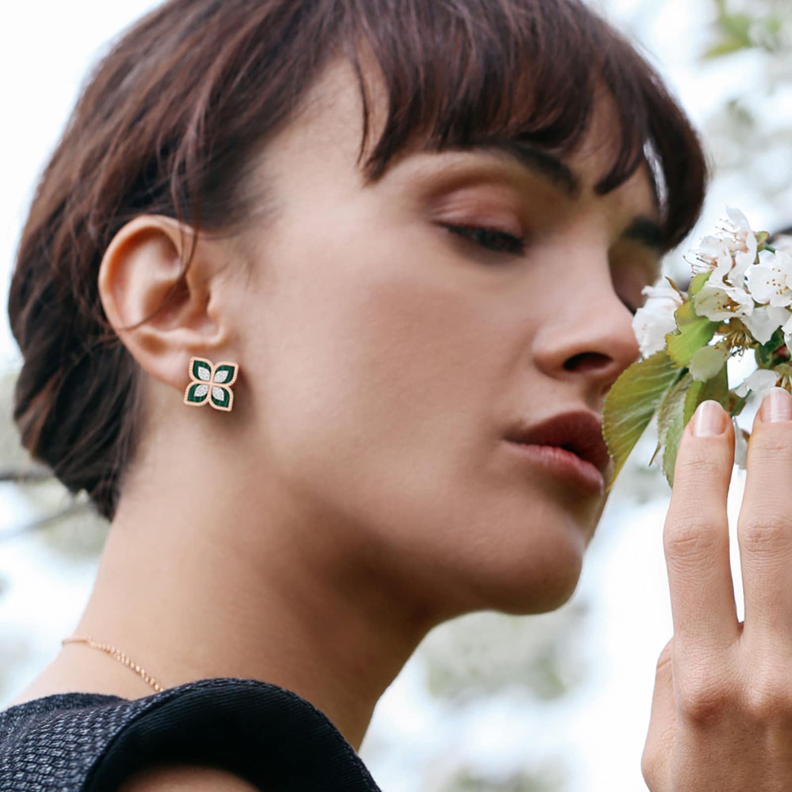 Roberto Coin Princess Flower 18ct Rose Gold 0.37ct Diamond & Malachite Stud Earrings Roberto Coin Princess Flower 18ct Rose Gold 0.37ct Diamond & Malachite Stud Earrings