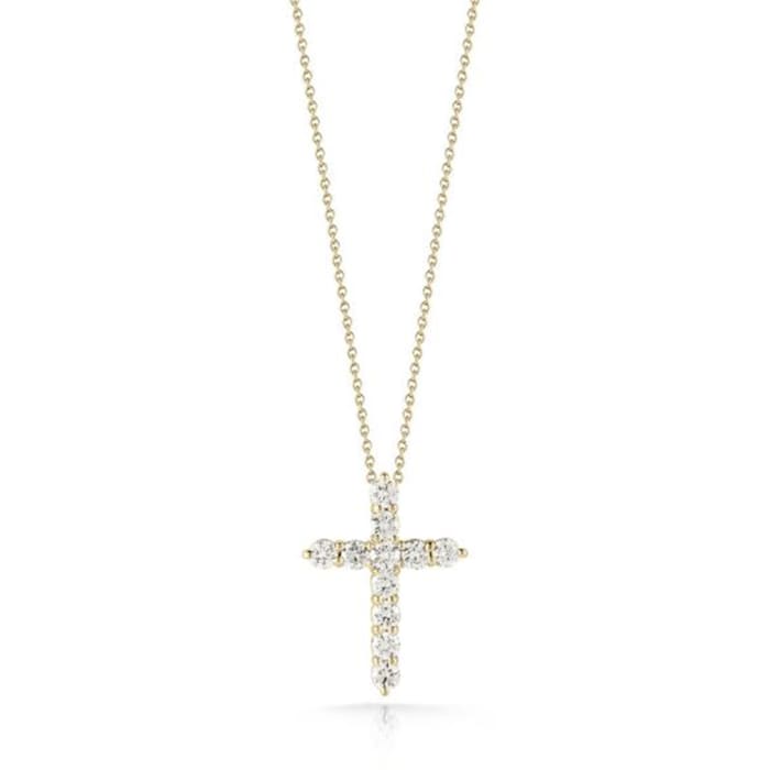 Roberto Coin 18k Yellow Gold 0.88cttw Diamond Cross Pendant 18"