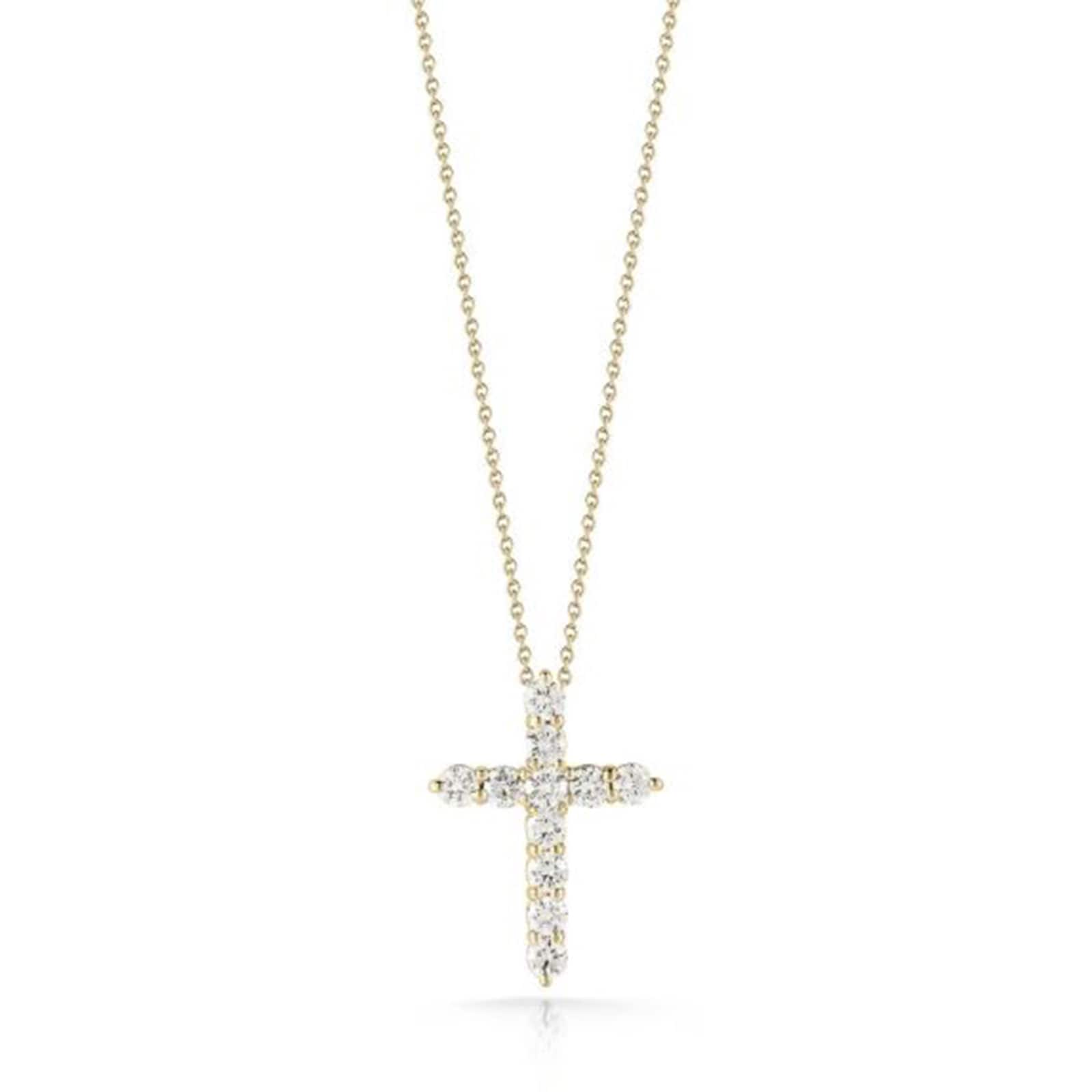 Roberto Coin 18k Yellow Gold 0.88cttw Diamond Cross Pendant 18"