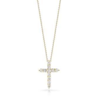 Roberto Coin 18k Yellow Gold 0.88cttw Diamond Cross Pendant 18"