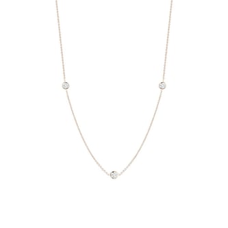 Roberto Coin 18k Rose Gold 0.15cttw Diamond 3 Station Necklace 18" Roberto Coin 18k Rose Gold 0.15cttw Diamond 3 Station Necklace 18"