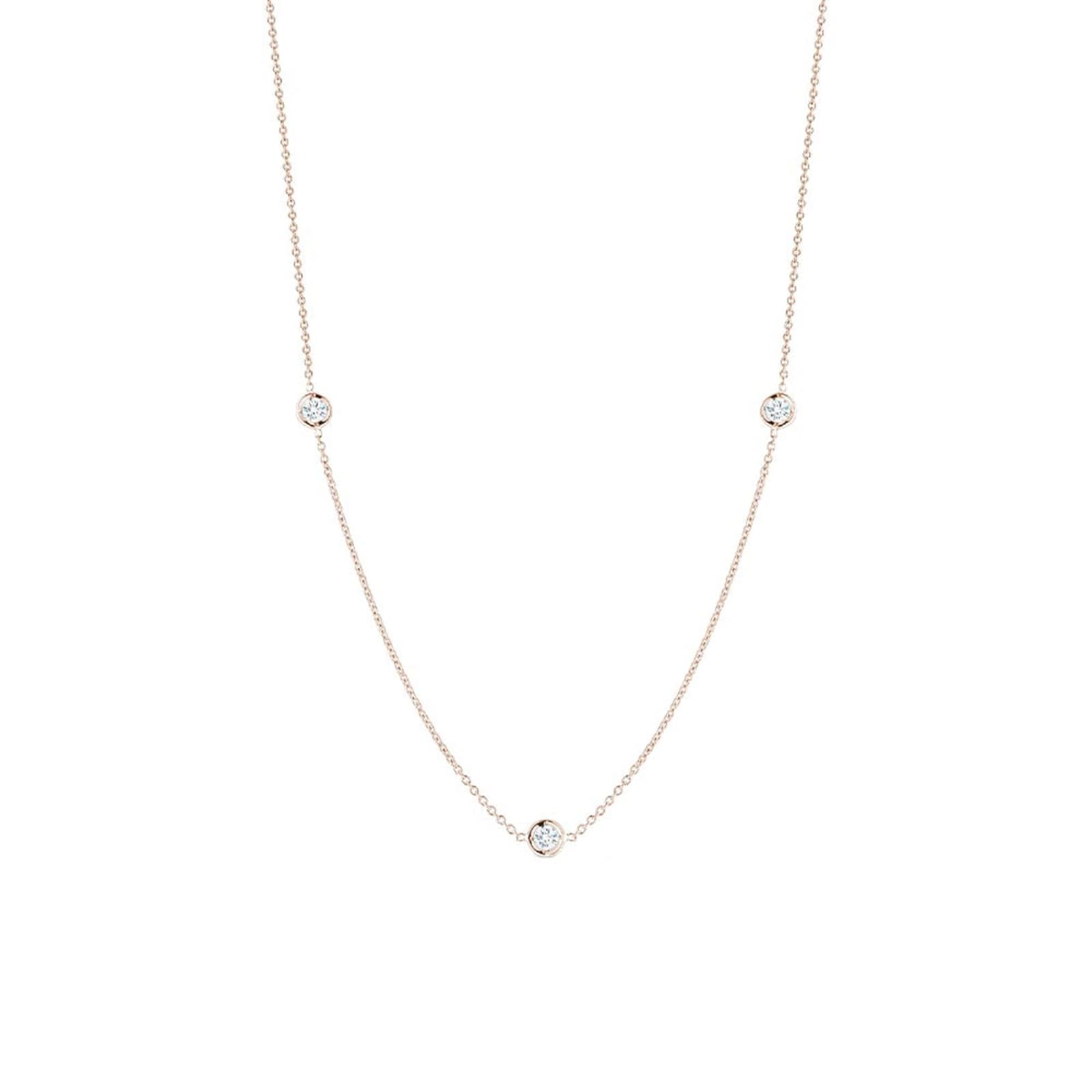 Roberto Coin 18k Rose Gold 0.15cttw Diamond 3 Station Necklace 18 ...