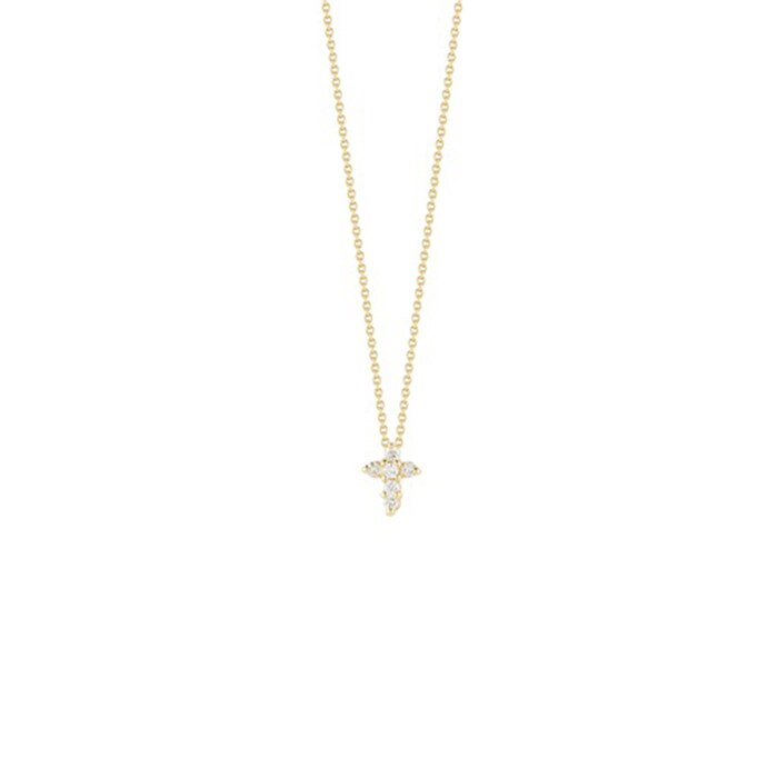 Roberto Coin 18k Yellow Gold 0.11cttw Diamond Baby Cross Pendant 16-18"
