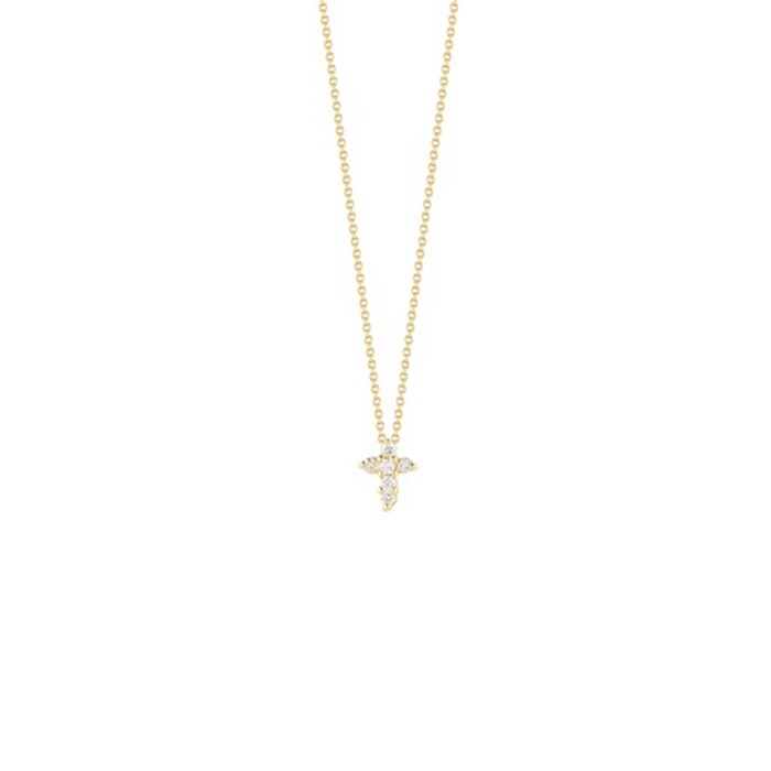 Roberto Coin 18k Yellow Gold 0.11cttw Diamond Baby Cross Pendant 16-18"