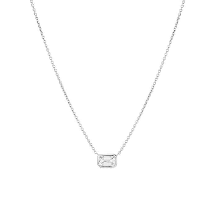 Roberto Coin 18k White Gold 0.36cttw Emerald Cut Diamond Pendant 18"