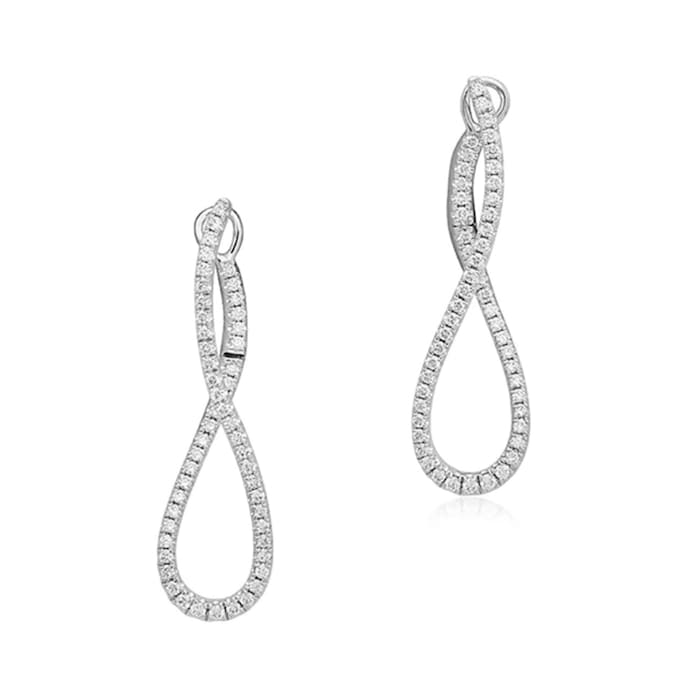 Roberto Coin 18k White Gold 0.90cttw Diamond Twisted Hoop Earrings