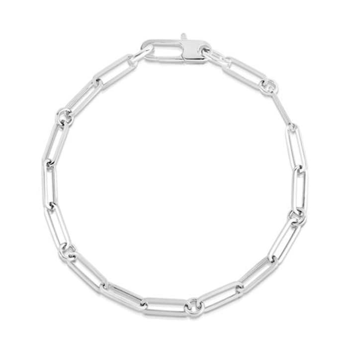 Roberto Coin 18k White Gold Paperclip Chain Link Necklace 18"