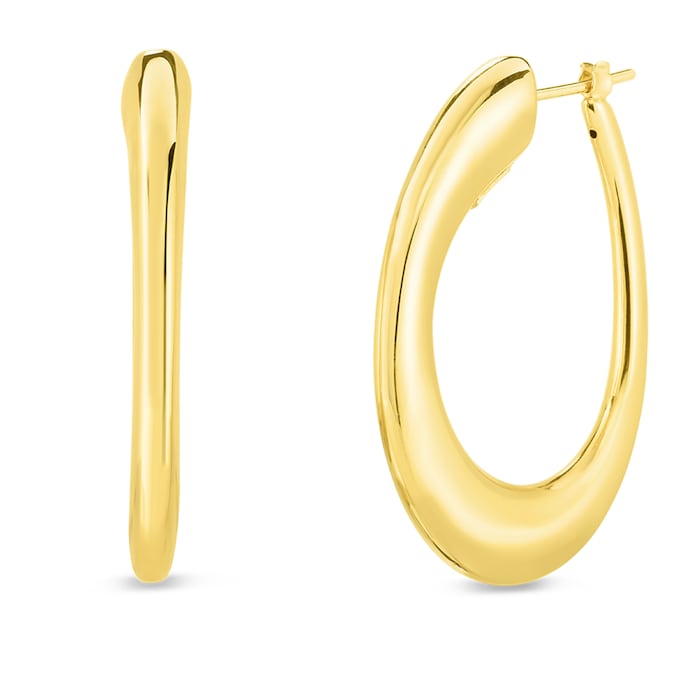 Roberto Coin 18k Yellow Gold Oro Tapered Oval Hoop Earrings