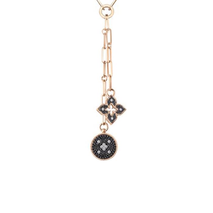 Roberto Coin 18k Rose Gold 1.17cttw Black and White Diamond Necklace