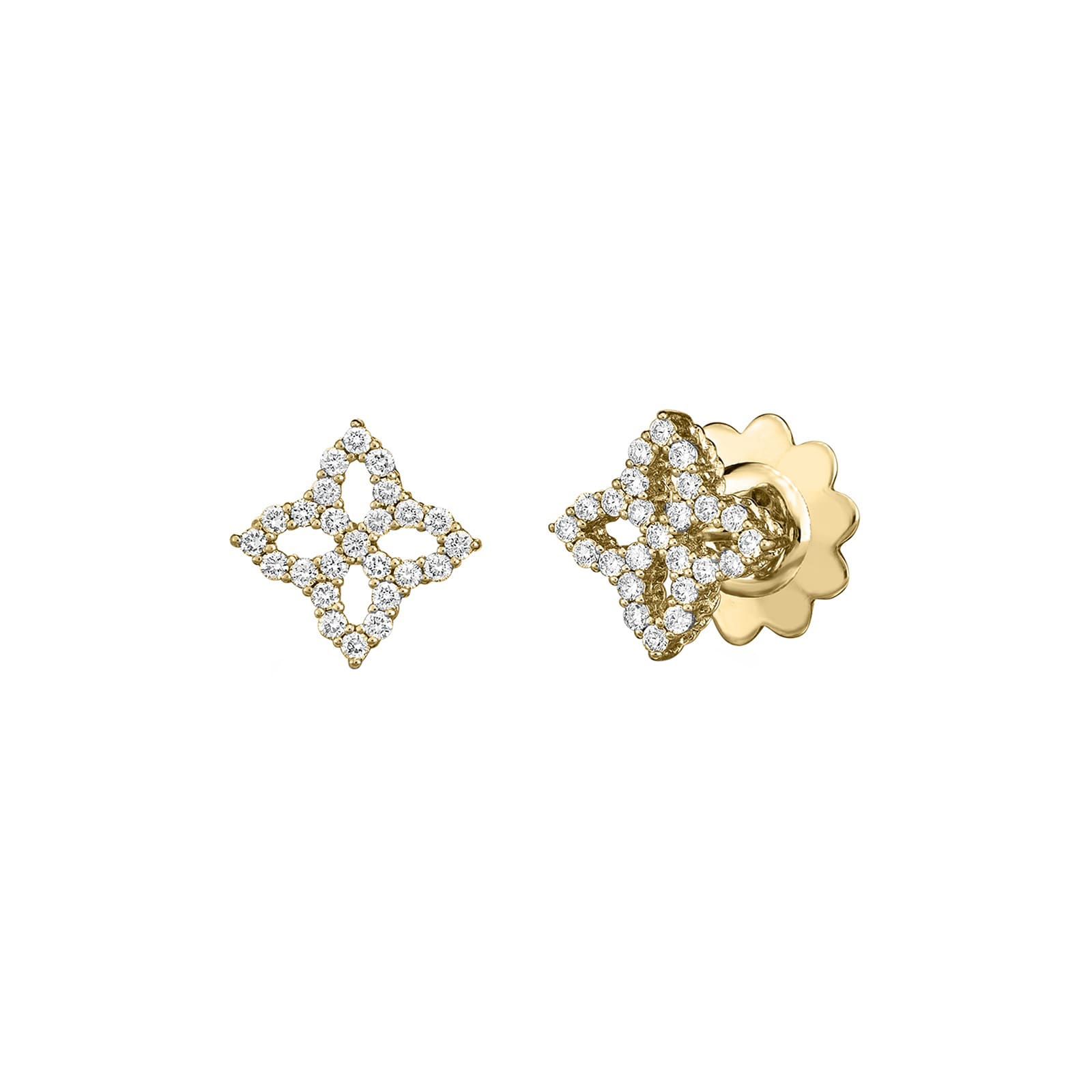 Roberto Coin 18K Yellow Gold Princess Flower Diamond Stud Earrings