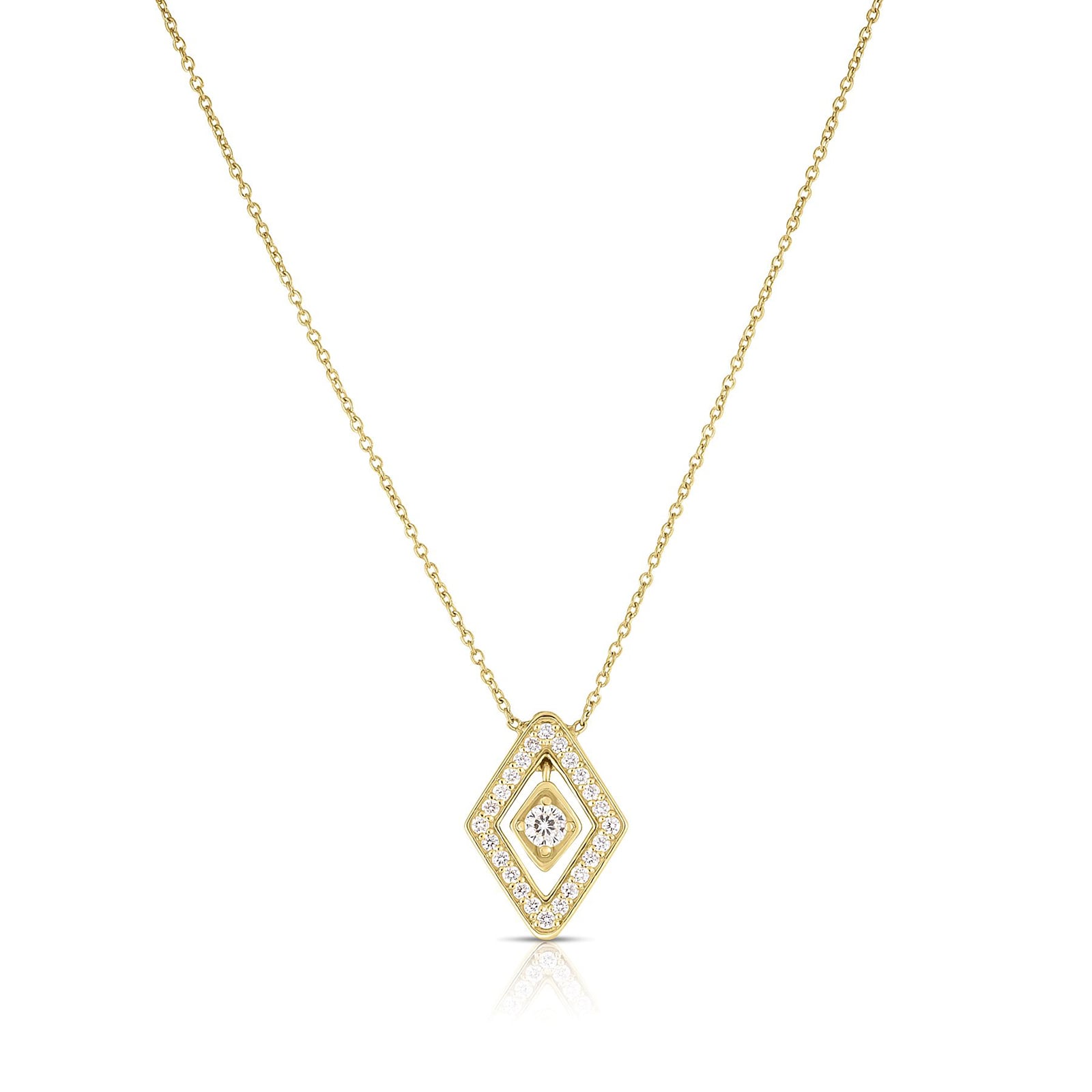 18k Yellow Gold 0.27cttw Diamond Lozenge Small Necklace